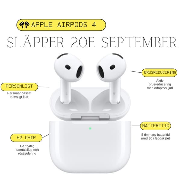 Apple AirPods 4 släpps i september - upptäck nyheterna