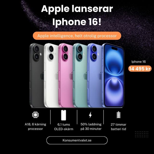 Apple släpper iPhone 16 i september – Se alla nyheter här