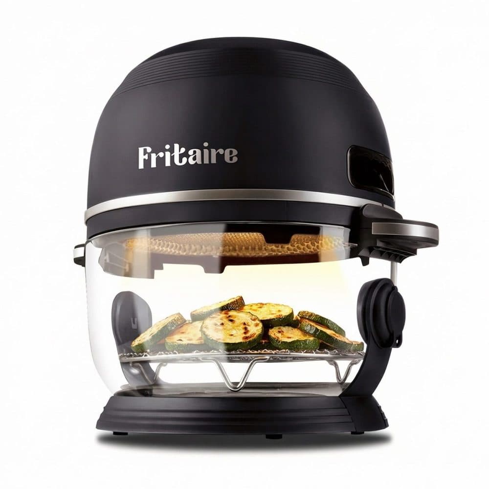 Fritaire airfryer i svart med genomskinlig glasskål