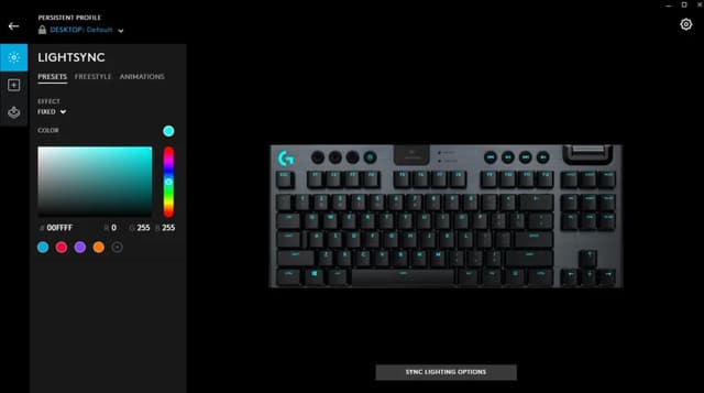 Logitech G915 TKL Dekorativbild G HUB Programvara
