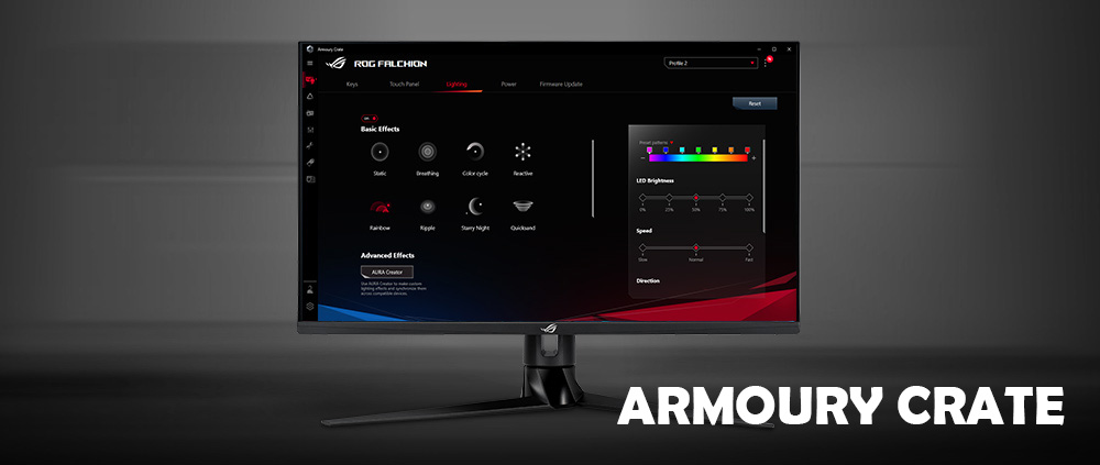 ASUS ROG Gaming Tangentbord Bild på ARMOURY CRATE MENU