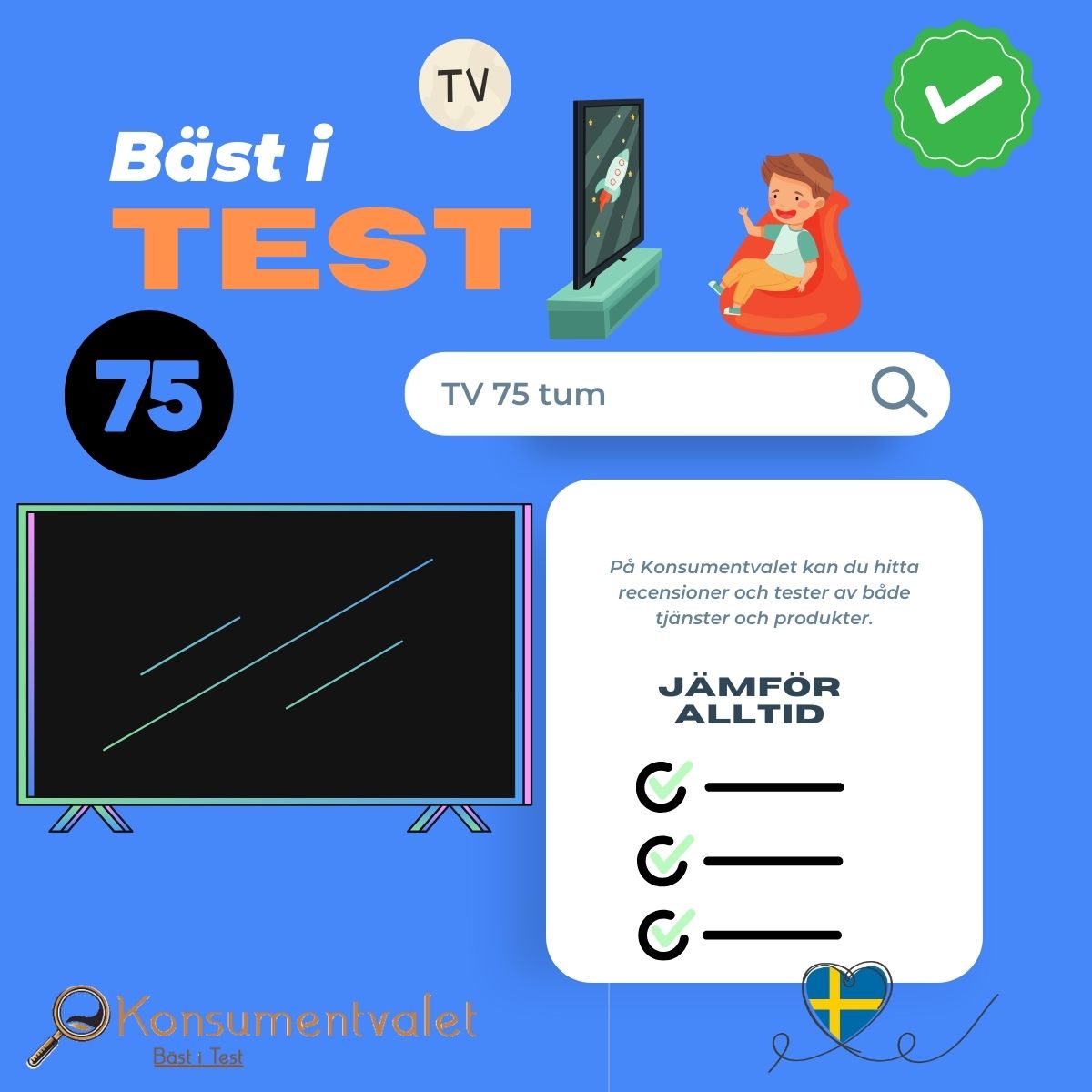 75 tum tv bäst i test