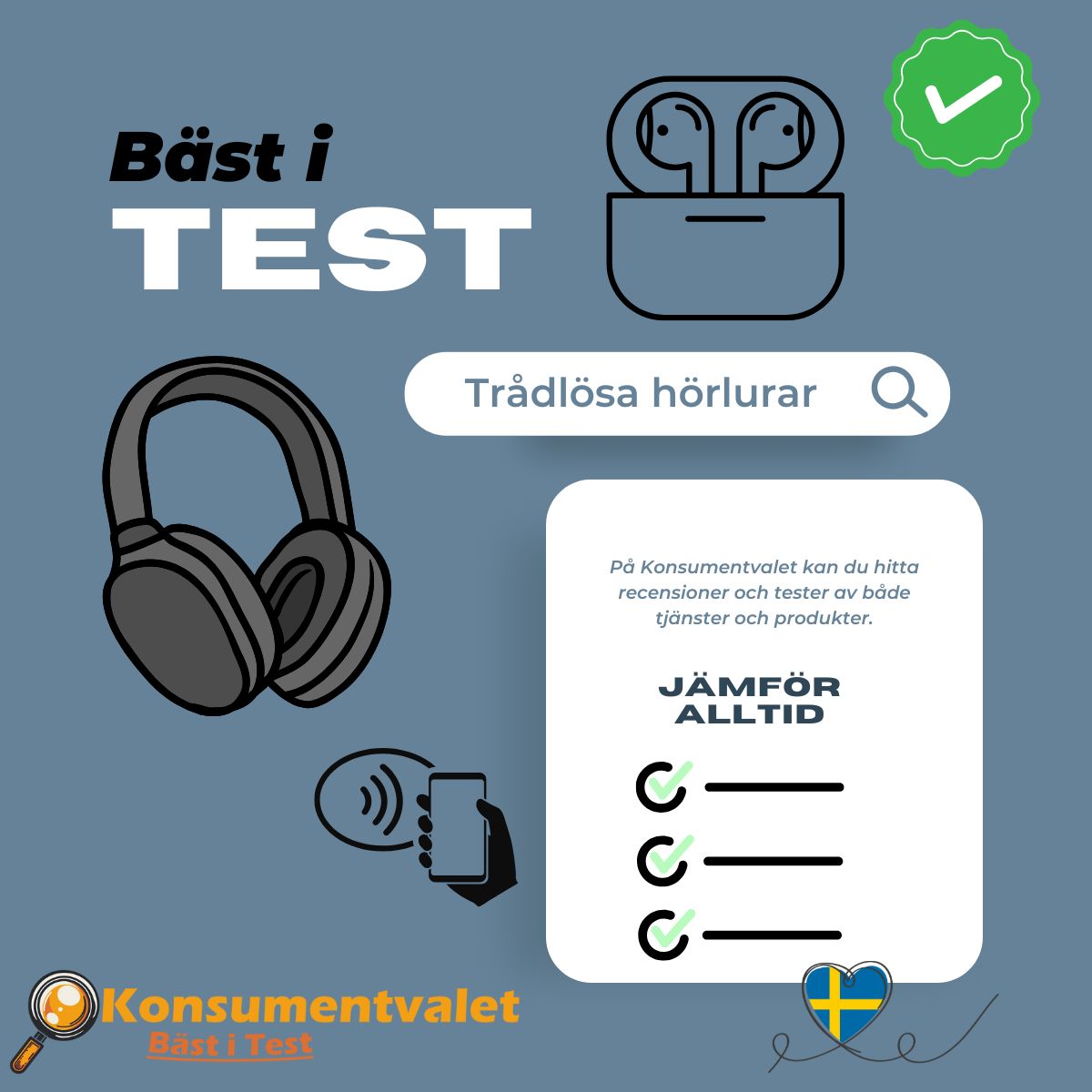 Trådlösa hörlurar exempelbild