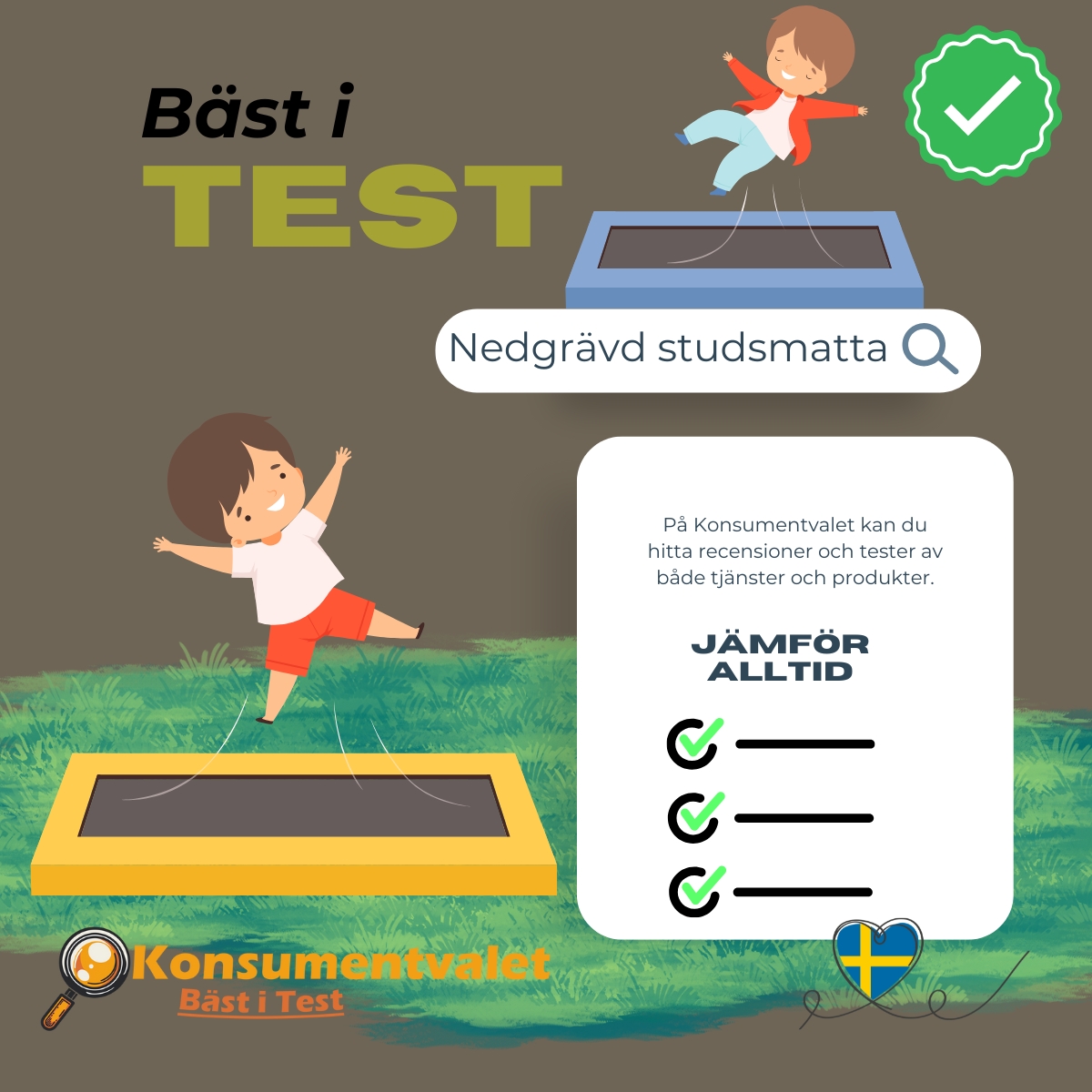 Nedgrävd studsmatta bäst i test