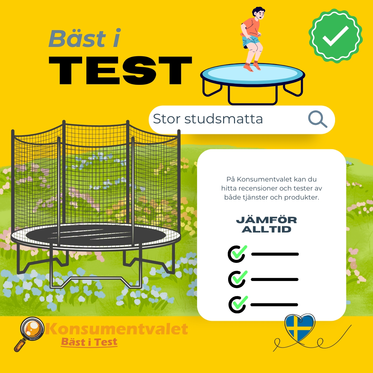 Stor studsmatta bäst i test