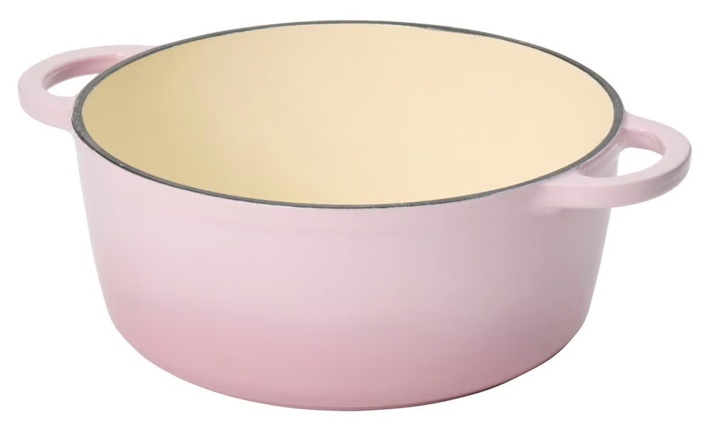 Rusta gjutjärnsgryta rosa 3L inuti